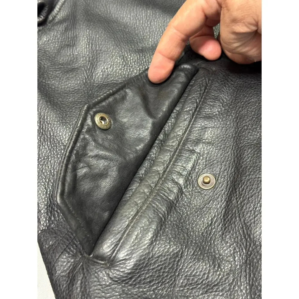 Eddie Bauer Black Leather Jacket Size Large Vintage Y2K